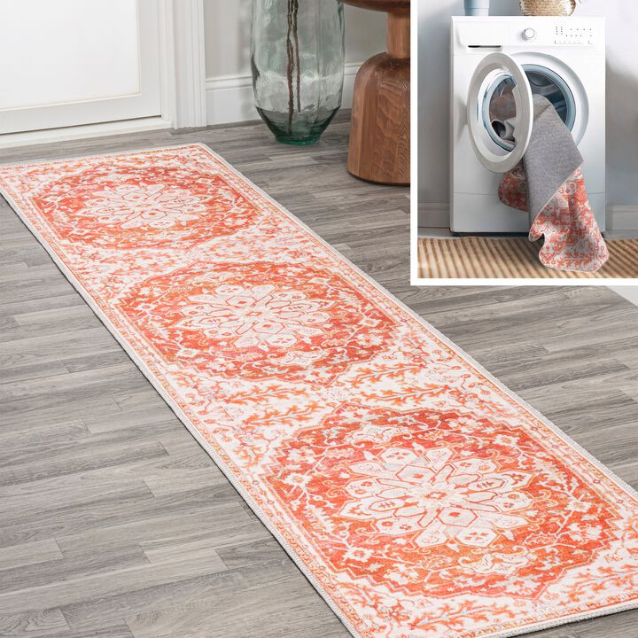 Asa Ornate Medallion Washable Indoor/Outdoor Area Rug