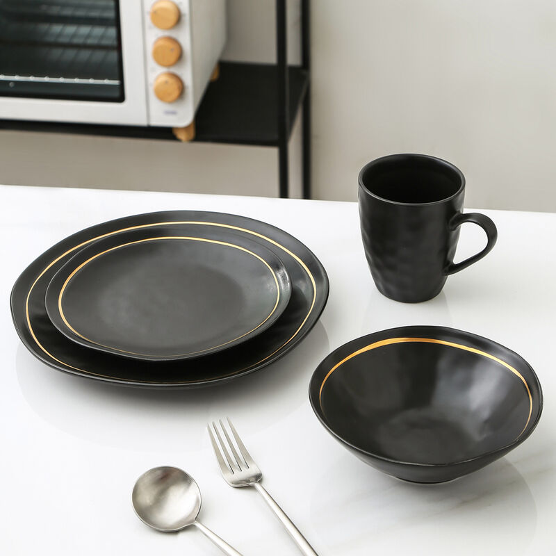 Stone Lain Clara Porcelain 32 Piece Dinnerware Set, Black