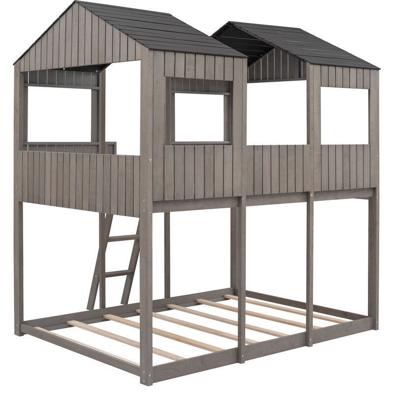 Merax Bunk Bed with Roof and Ladder