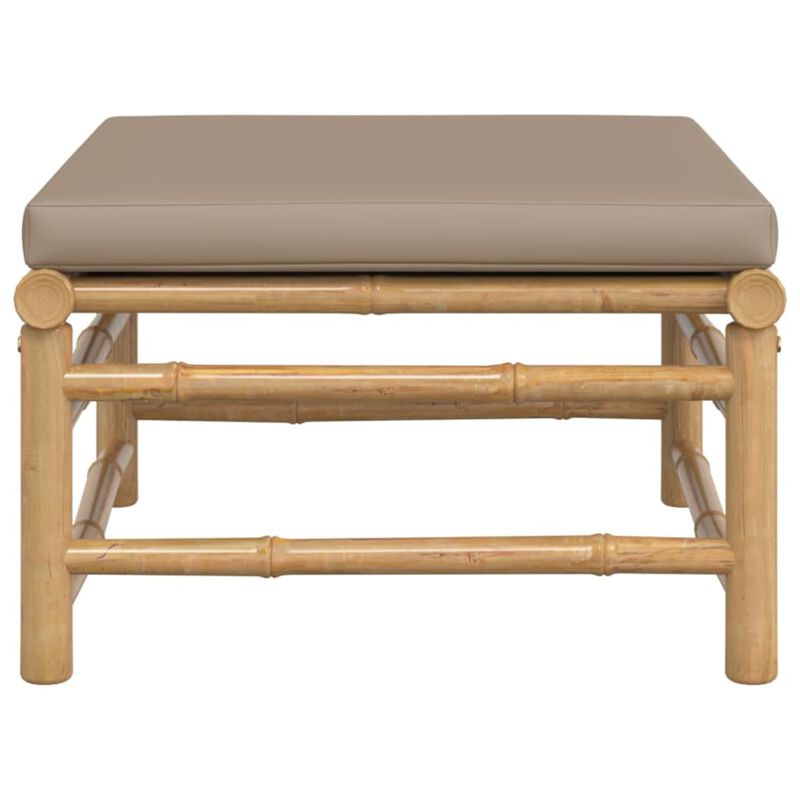 vidaXL Patio Footstool with Taupe Cushion Bamboo