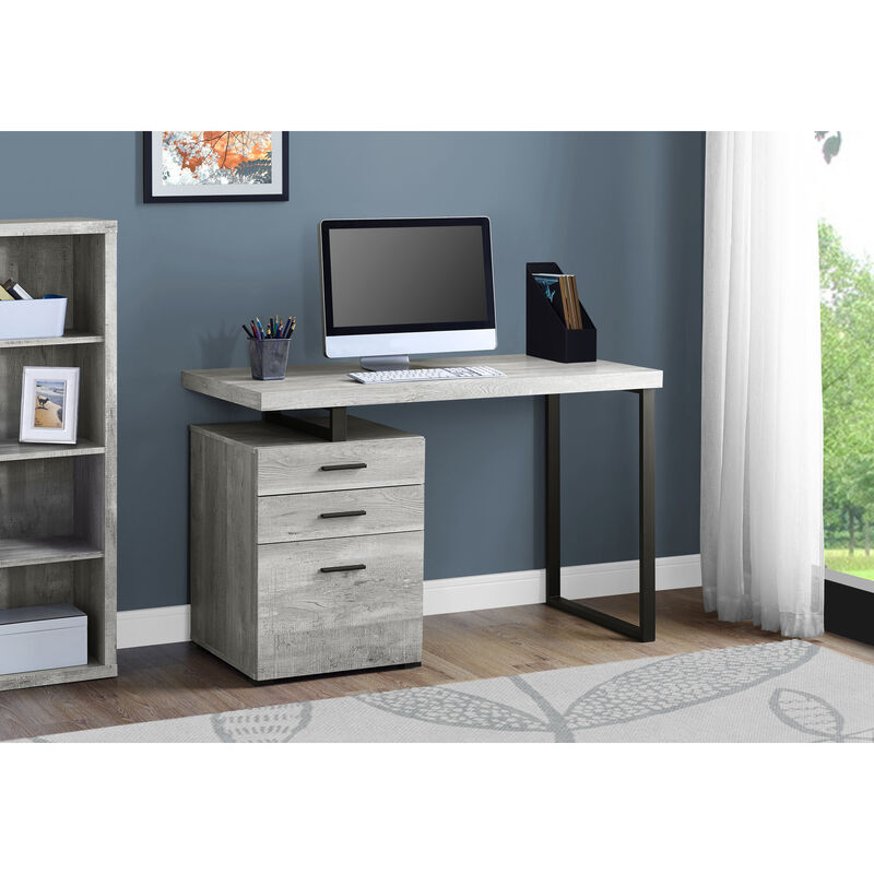 Monarch Specialties I 7409 Computer Desk, Home Office, Laptop, Left, Right Set-up, Storage Drawers, 48"L, Work, Metal, Laminate, Grey, Black, Contemporary, Modern