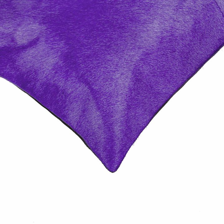 Homezia 18 X 18 Purple Cowhide Throw Pillow