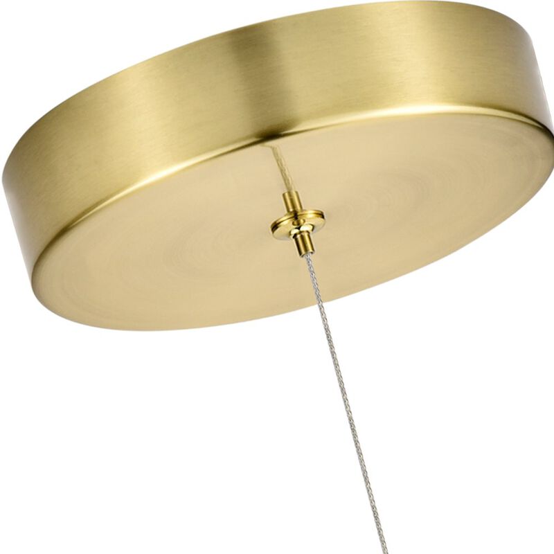 VONN Lighting Integrated LED Height Adjustable Pendant Light in Antique Brass with Glass Shade