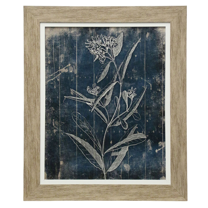 Blue Floral Textured Framed Print I