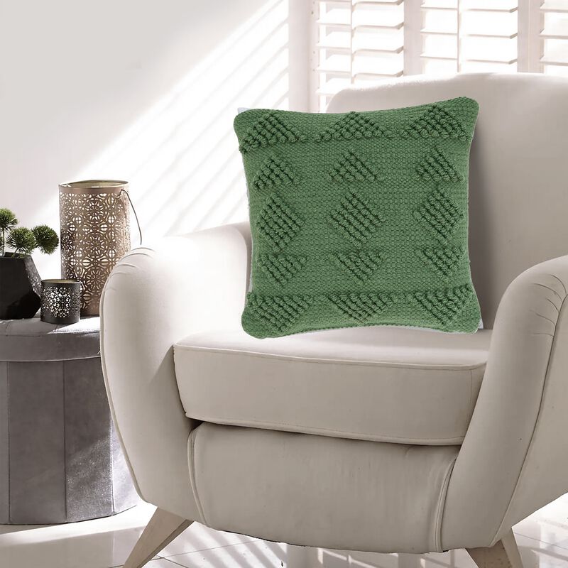 Dco Throw Pillow Set of 4, Indoor Outdoor, Woven Geometric Design, Green -