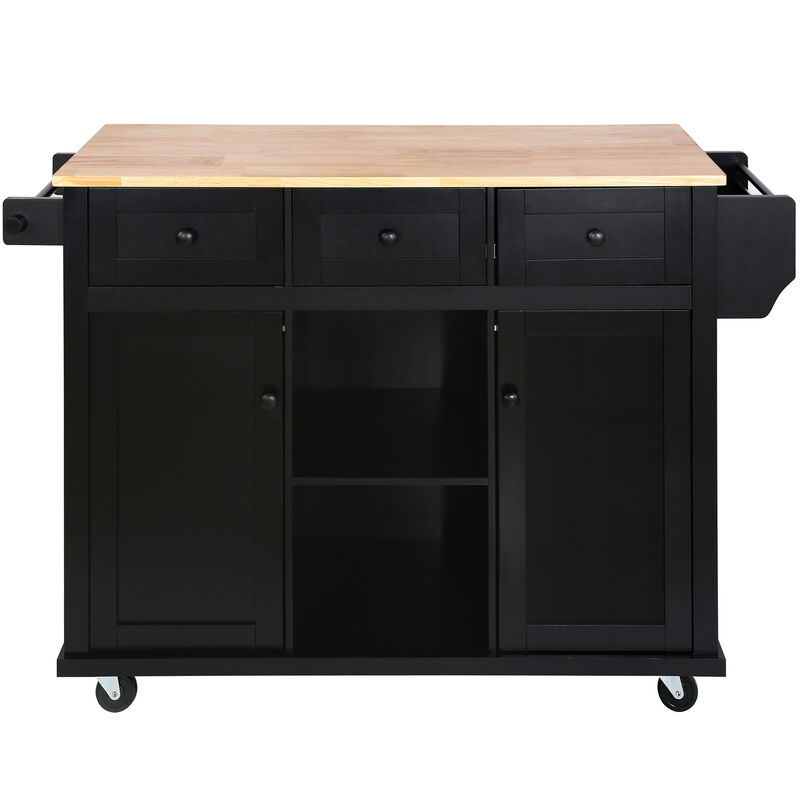 Merax Kitchen Cart on 5 Wheels with Storage Cabinet