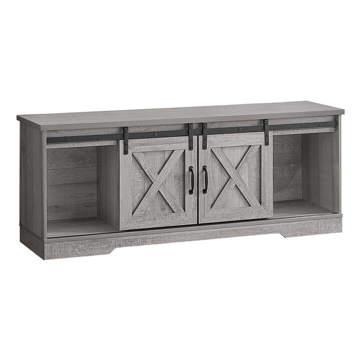 Monarch Specialties I 2747 Tv Stand, 60 Inch, Console, Media Entertainment Center, Storage Cabinet, Living Room, Bedroom, Laminate, Grey, Transitional