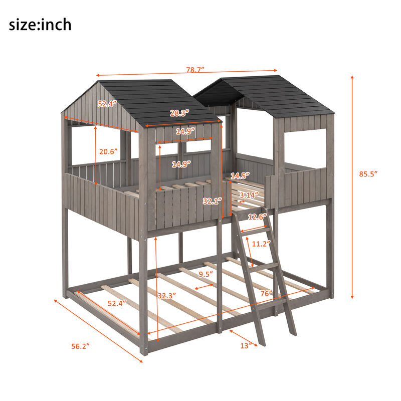 Merax Bunk Bed with Roof and Ladder