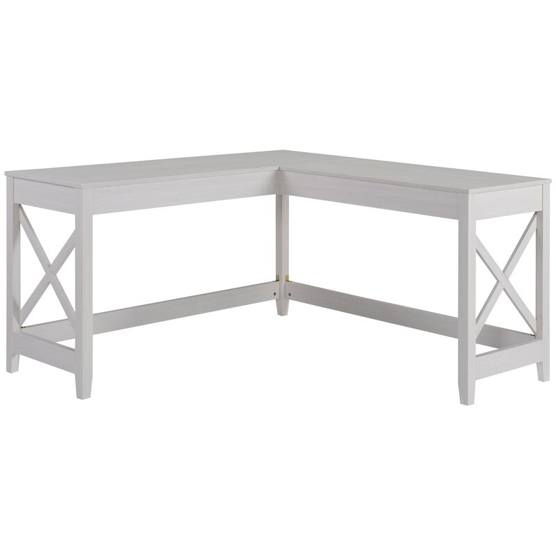 57" L-Shaped Corner Desk, Computer Home Office Desk and Writing Table, White