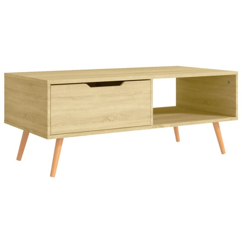 vidalXL Scandinavian Style Rectangular Coffee Table - Durable Engineered Wood and MDF Construction - Sonoma Oak Color