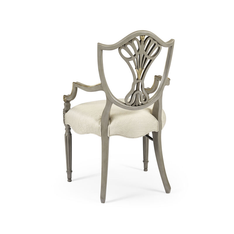 Grey & Gilded Dining Armchair