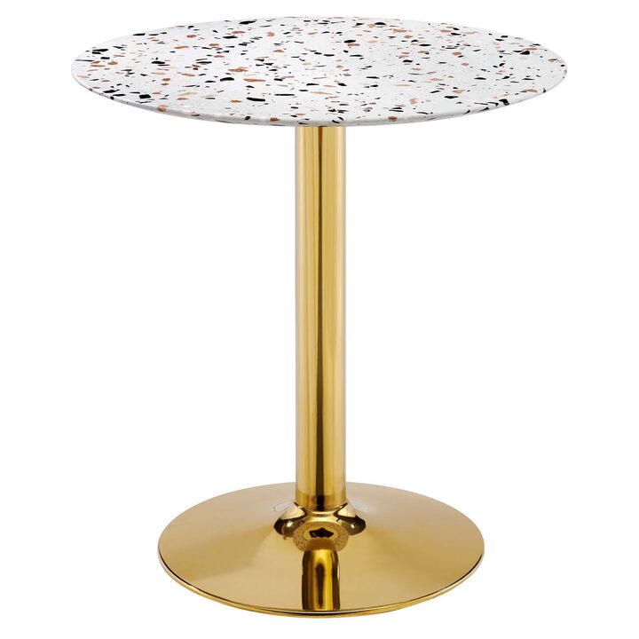 Modway - Verne 28" Round Terrazzo Dining Table Gold White