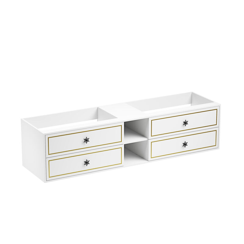 84x23x21in Wall Hung Double Sink Bath Vanity Cabinet Only in Bathroom Vanities without Tops