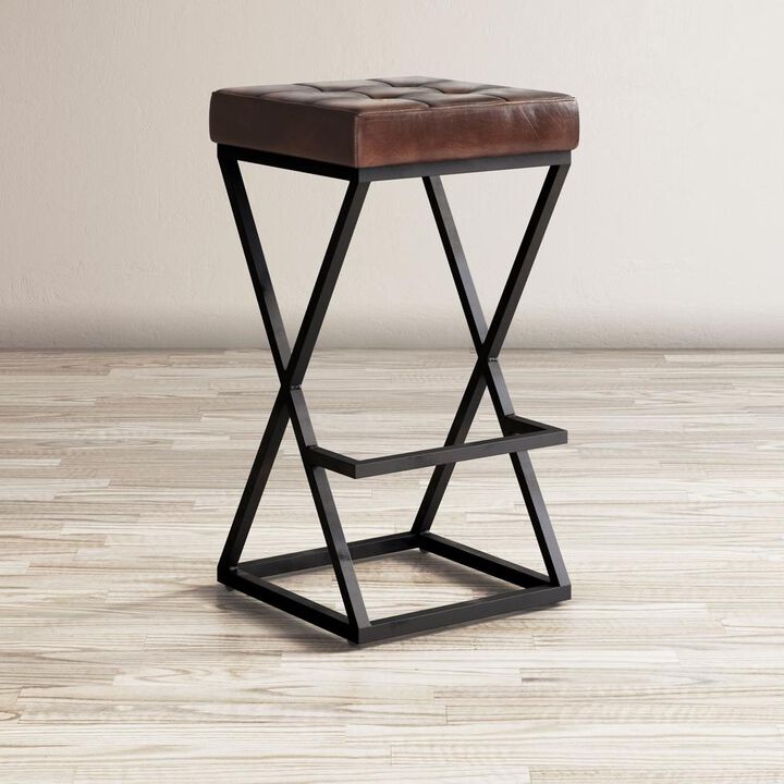 Jofran ed Modern Leather Backless Stool