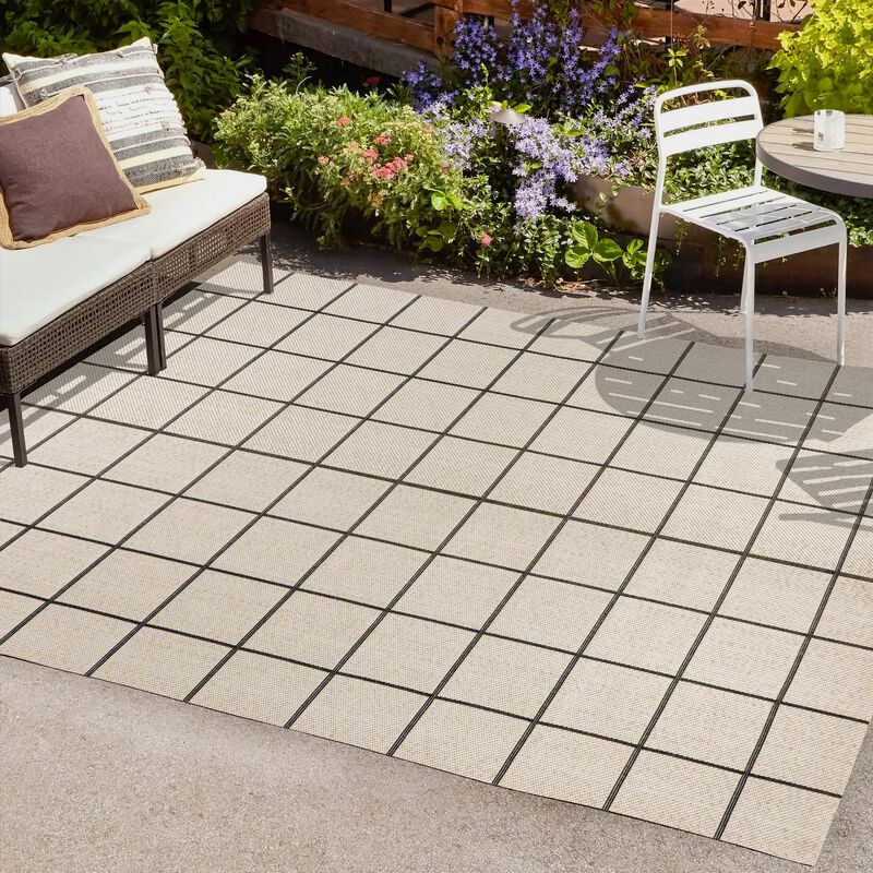 Grid Modern Squares Indoor/Outdoor Area Rug