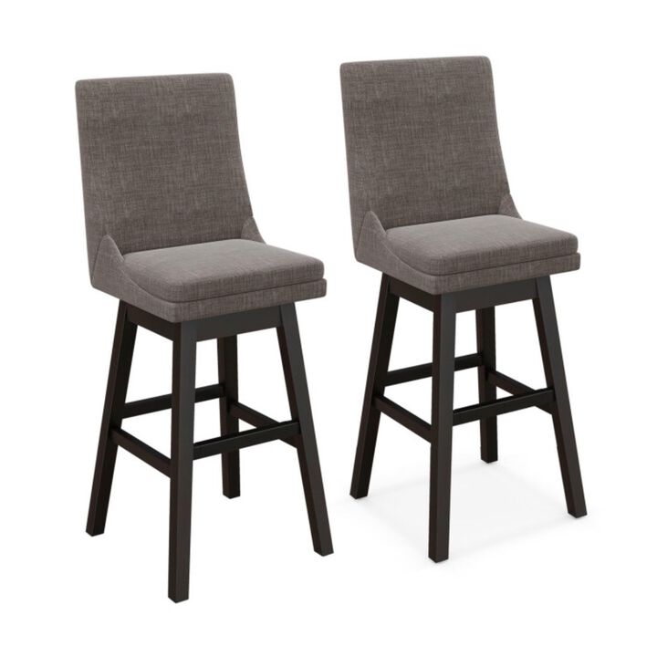 Hivvago Set of 2 360° Swivel Bar Stool with Rubber Wood Legs Footrest