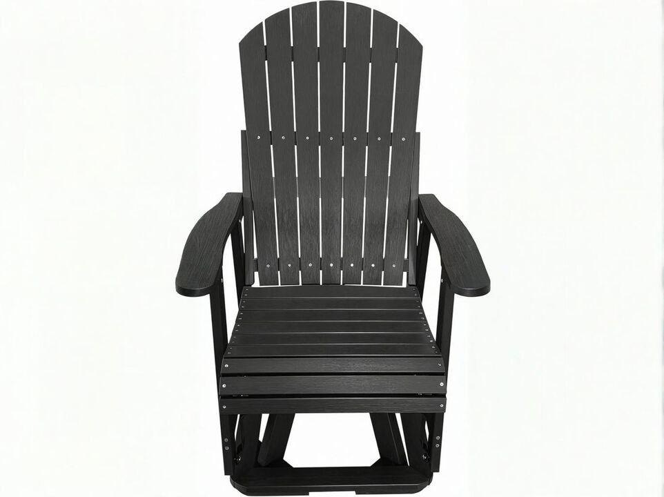HIPS 360 Degree Swivel Patio Glider, Poly Lumber Weather Resistant Outdoor Chair, for Patio, Porch, Yard (Black)