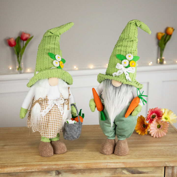 Gardening Gnomes Easter Figurines - 15" - Green and White - Set of 2