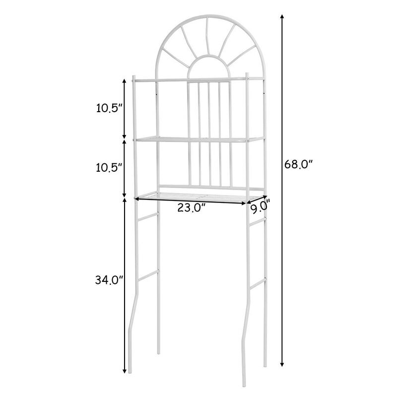 Hivvago Over Toilet Bathroom Space Saving Storage Shelving Unit in White Metal Finish