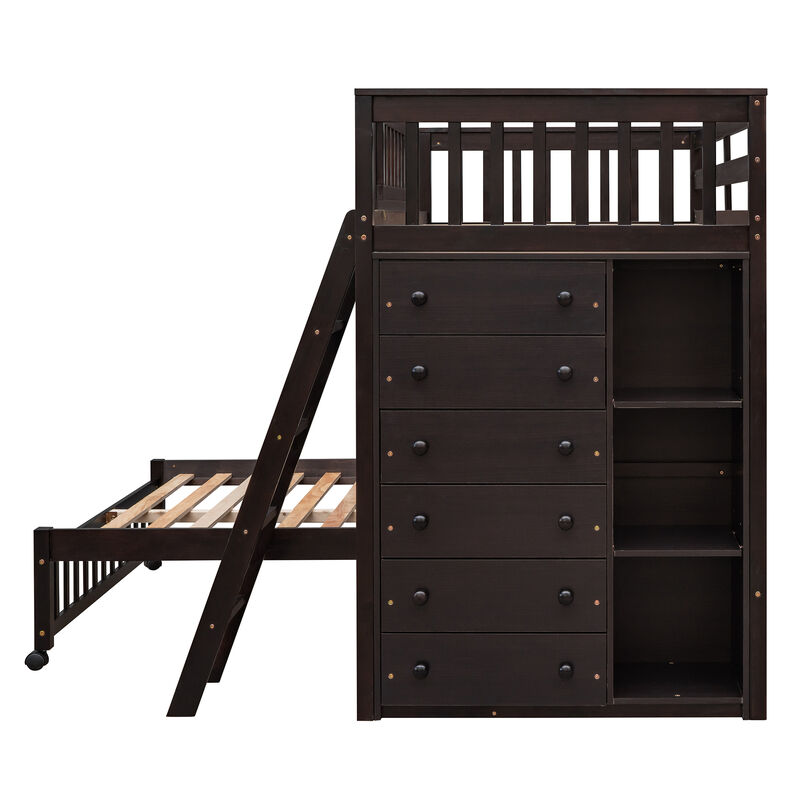 Merax Wooden Bunk Bed with 6 Drawers