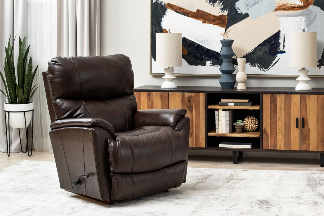 Trouper Walnut Leather Rocking Recliner