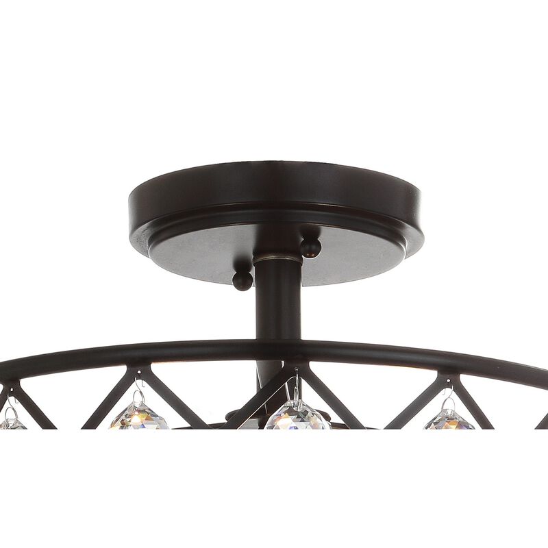 Gabrielle 14.5" Crystal/Metal LED Semi-Flush Mount, Oil Rubbed Bronze