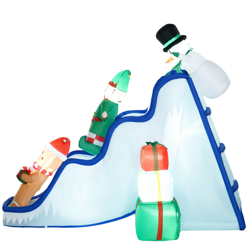 HOMCOM 8.5FT Long Christmas Inflatable Snowman Elf and Gingerbread Man