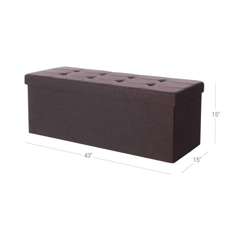 43-Inch Folding Storage Ottoman Bench with Wooden Divider - Storage Chest and Foot Rest Stool