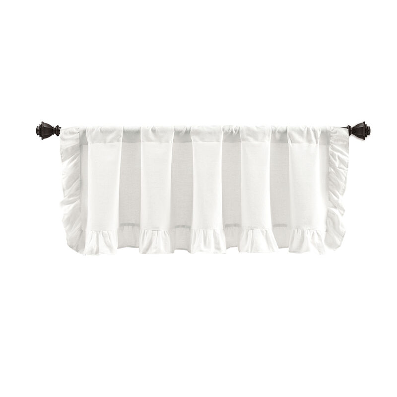 Linen Ruffle Valance Single White 18X58