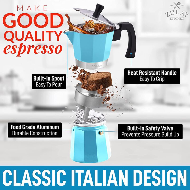 Classic Italian Style Espresso Cup Moka Pot - 5 Cups
