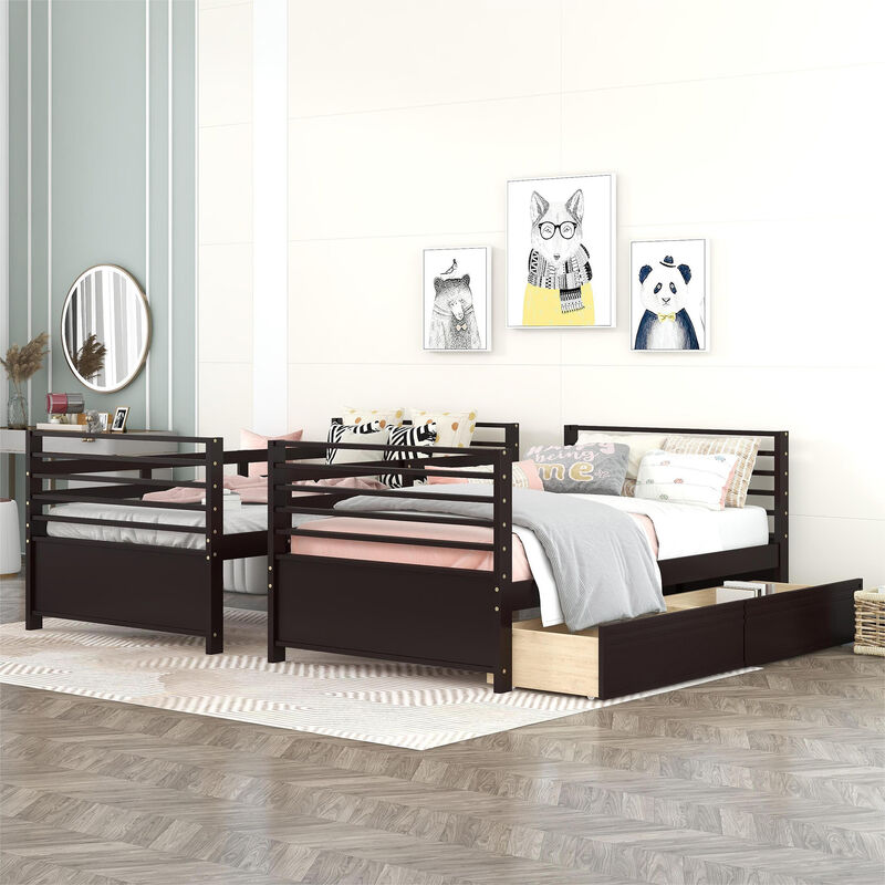 Merax Solid Wood Bunk Bed with Two Storage Drawers