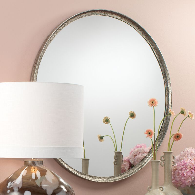 Refined Iron Silver Round Mirror