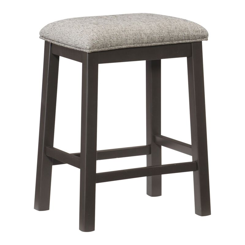 Modern Aesthetic Set of 2 Counter Height Stool Gunmetal-Gray Finish Wood Fabric Covered Padded Seat