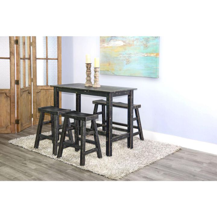 Sunny Designs Black Sand Counter Saddle Seat Stool, Wood Seat