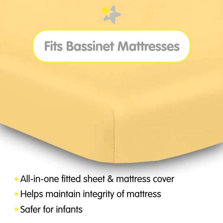 All-in-One Fitted Sheet & Waterproof Cover for 33" x 15" Bassinet Mattress (2-Pack)