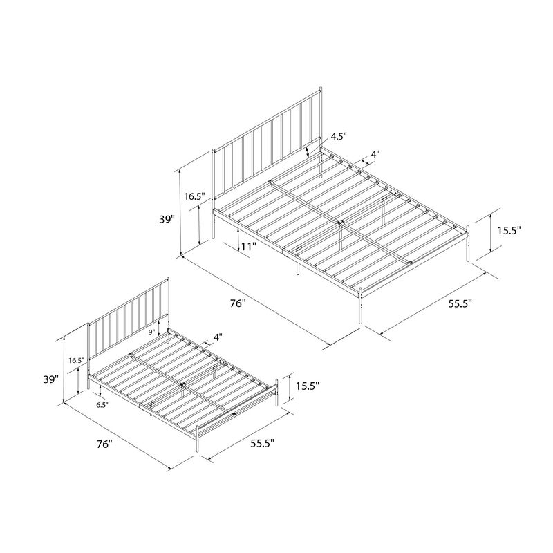 Ares Metal Bed, Twin, White