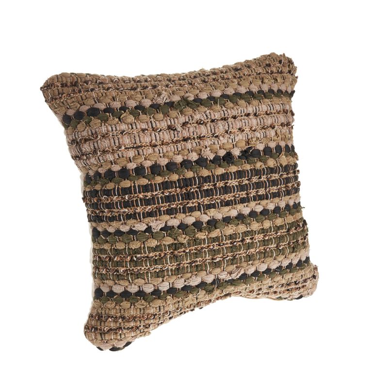 18" Brown and Beige Intertwined Square Throw Pillow