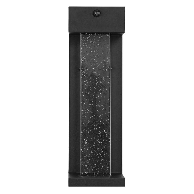 Miranda 1-Light Modern Industrial Iron/Seeded Glass with Dusk-to-Dawn Sensor Integrated LED Outdoor Sconce