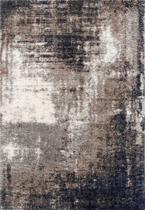 Retro Contemporary Abstract Shag Grey White Indoor Doormat Rug