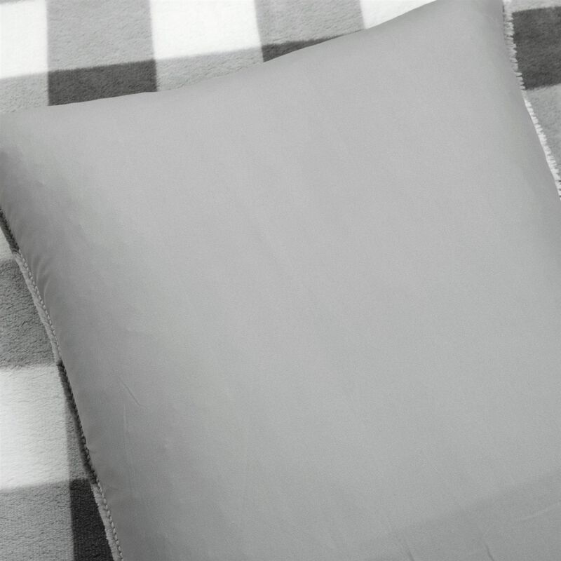 Hivvago King Size Plaid Soft Faux Fur Comforter Set in Black White Grey