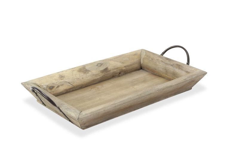 17.75" Brown Tapered Rectangular Tray with Side Handles