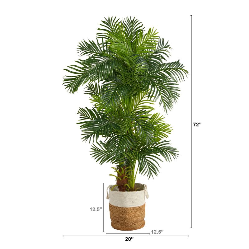 HomPlanti 6 Feet Hawaii Artificial Palm Tree in Handmade Natural Jute and Cotton Planter