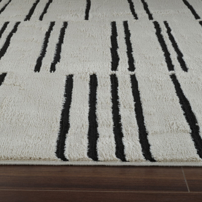 Domus Abstract Modern Cream Black Indoor Area Rug