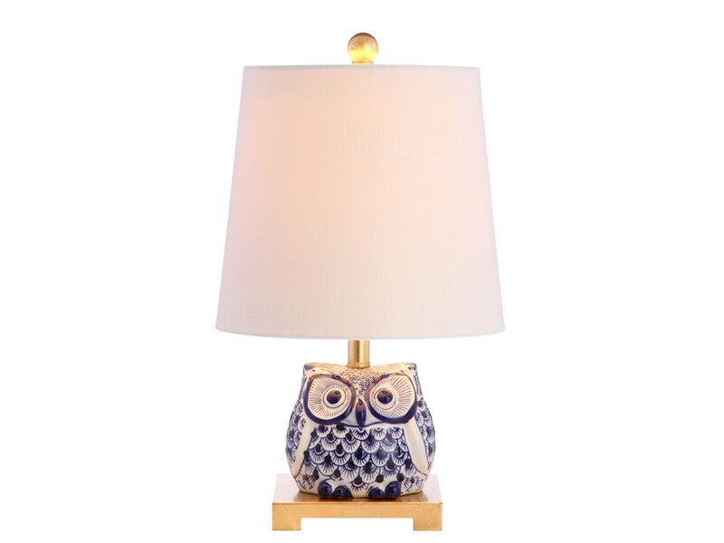 Justina 16" Ceramic Mini LED Table Lamp, Blue/White