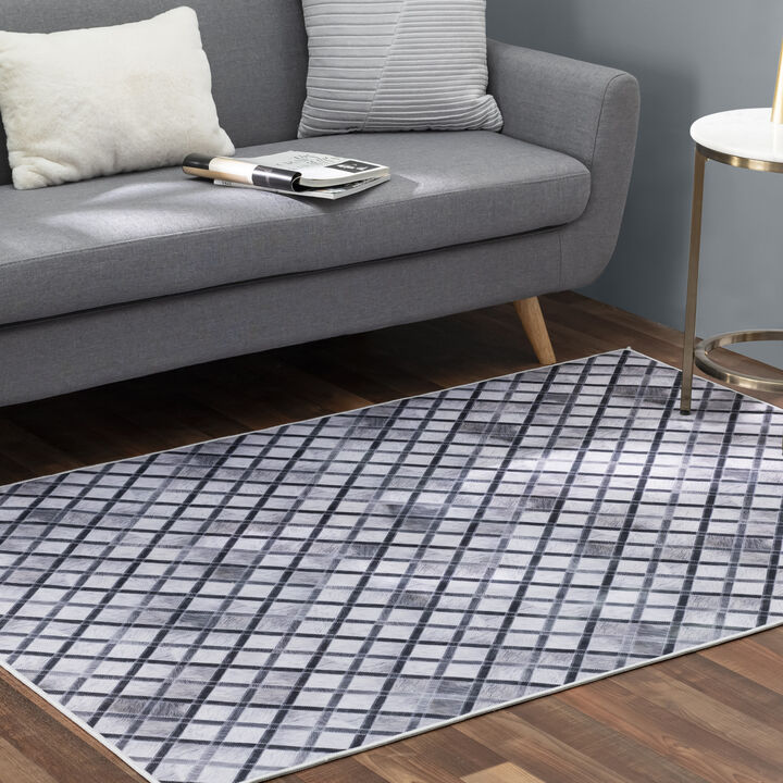 Walk on Me Faux Cowhide Digital Printed Patchwork All Squared Away Contemporary Indoor Area Rug