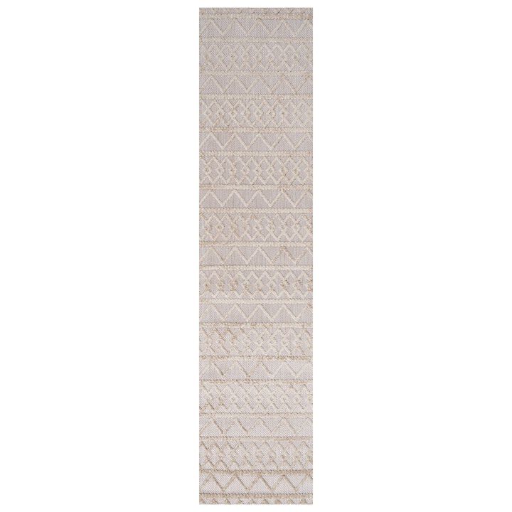 Aylan High-Low Pile Knotted Trellis Geometric Indoor/Outdoor Area Rug