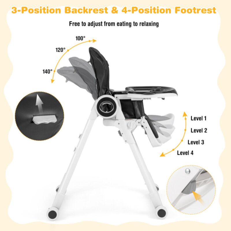 Hivvago Baby High Chair Foldable Feeding Chair with 4 Lockable Wheels