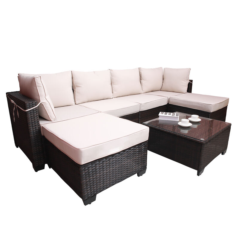 Merax Outdoor Garden Patio Furniture 7-Piece Sofa Sets