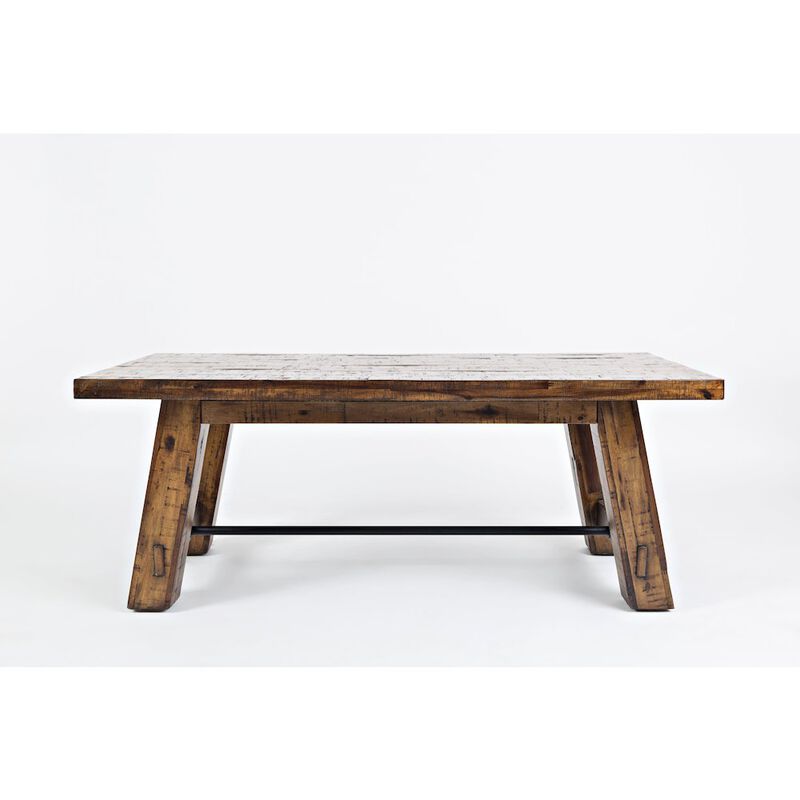 Jofran Cannon Valley Rustic Distressed Industrial Trestle 50 Coffee Table