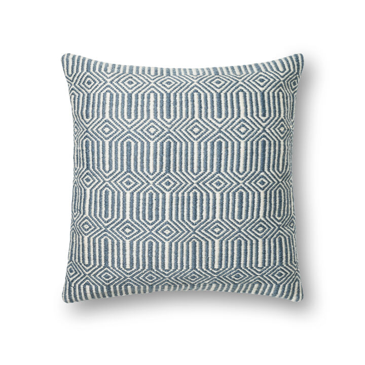 P0339 Blue/Ivory 22"x22" Down Pillow